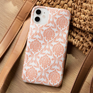 Coral Damask Pattern iPhone 15 Pro Max Case