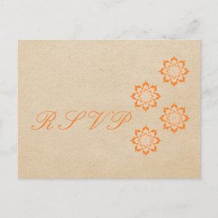 Coral Daring Floral Blooms RSVP Postcard