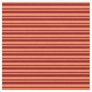 Coral & Dark Red Colored Striped Pattern Fabric