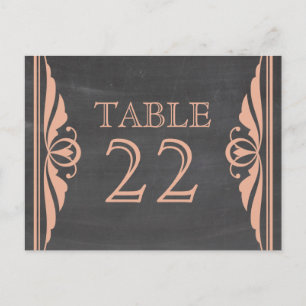 Coral Deco Chalkboard Table Number Postcard