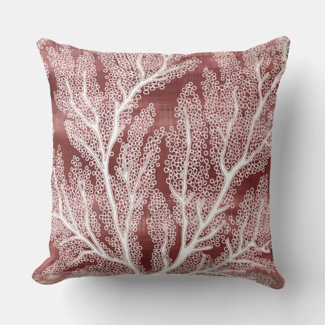 Coral Decorative Pillow | Beach Throw Pillows (Front)
