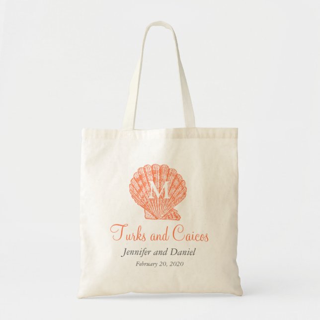 Coral Destination Wedding Tote Bags Caribbean (Front)