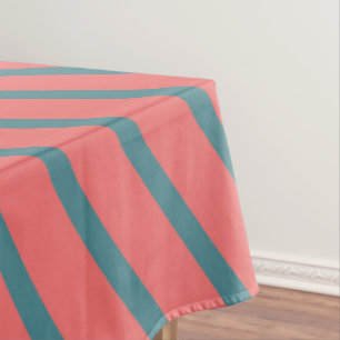 Coral Diagonal Stripes Tablecloth