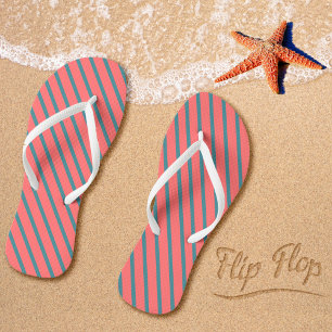 Coral Diagonal Stripes Thongs