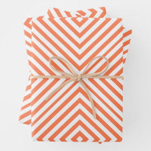 Coral Diamond Chevron Wrapping Paper Sheets