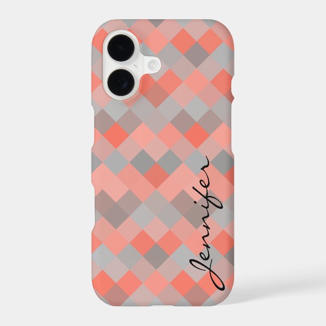Coral Diamond Geometric Pattern (Back)