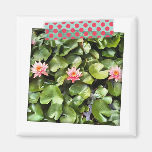 Coral Dot Washi Tape Instagram Magnet (Front)