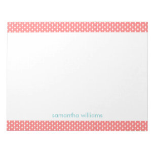 Coral Dots and Stripes Pattern Notepad