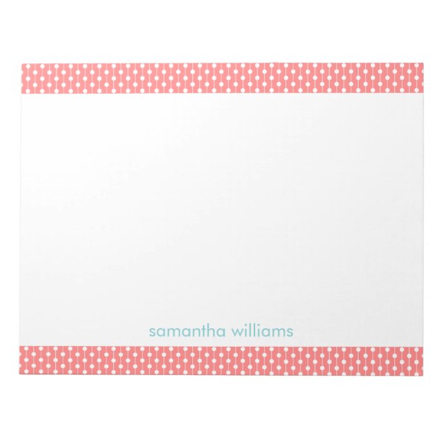 Coral Dots and Stripes Pattern Notepad (Front)
