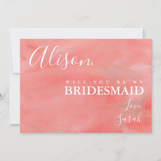 Coral Dreams  Be My Bridesmaid Proposal Card (Front)
