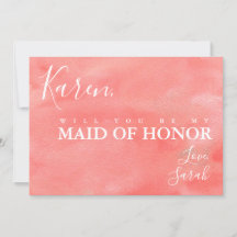 Coral Dreams Be My Maid of Honour Proposal Card