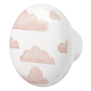 Coral Dreamtime Watercolor Clouds Ceramic Pull