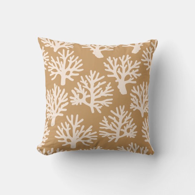 Coral Drift Brown Cream Cushion (Front)