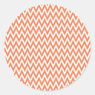 Coral Elegant Chevron Design Classic Round Sticker