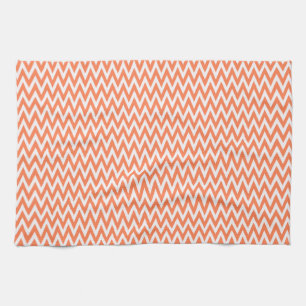 Coral Elegant Chevron Design Tea Towel