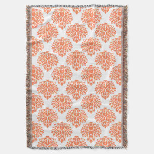 Coral Elegant Damask Throw Blanket