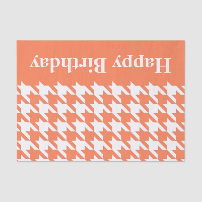 Coral Elegant Houndstooth with custom text Tissue Paper (Front)