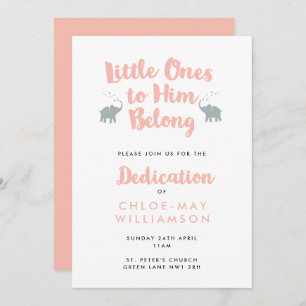 Coral Elephants Christian Dedication Invitation