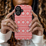 Coral Fair Isle Christmas Sweater Pattern iPhone 16 Case<br><div class="desc">Add cosy winter vibes to your phone with our custom case featuring a classic Nordic Fair Isle pattern design. Perfect for the holiday season or year-round, this stylish case combines protection with a touch of traditional Scandinavian charm. Use the design tools to add your own text and photos. Personalise it...</div>