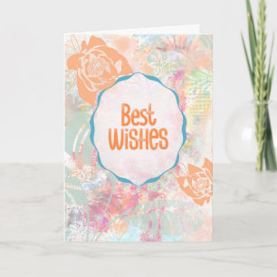 Coral Fiesta Blooms Best Wishes Congratulations Card