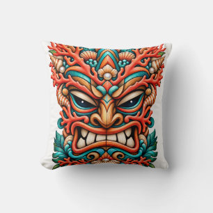 Coral Fire Tiki Throw Pillow