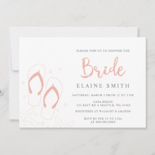 Coral Flip Flops Summer Beach Bridal Shower  Invitation