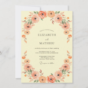 Coral Floral Archway Wedding Invitation