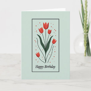 Coral Floral Birthday Card