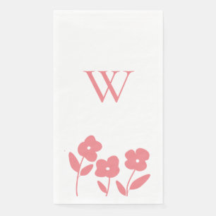Coral Floral Blooms custom monogram Napkin