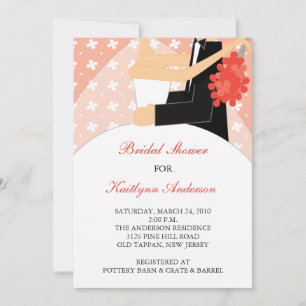 Coral Floral Bride Bridal Shower Invitation