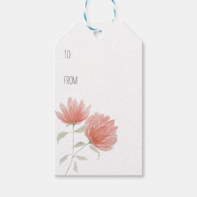 Coral Floral Gift Tag (Front)