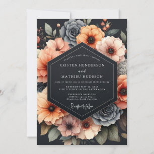 Coral Floral Harvest Wedding Invitation