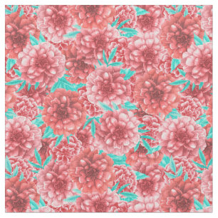 Coral Floral Pattern Fabric