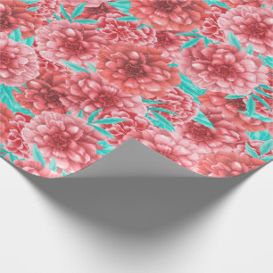 Coral Floral Pattern Wrapping Paper