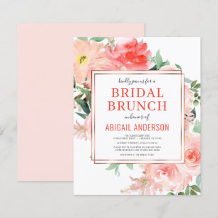 Coral Floral Peach Bridal Brunch Invitation 