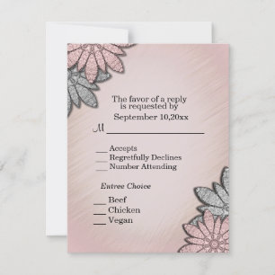 Coral Floral RSVP with Menu Selection Invitation