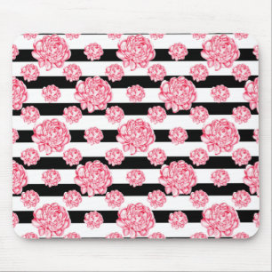 Coral Floral Tie Mouse Pad