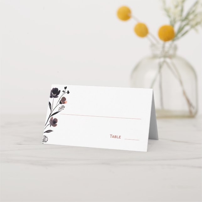 Coral Floral Wedding Place Card (Front)
