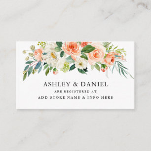 Coral Floral Wedding Registry Insert Card