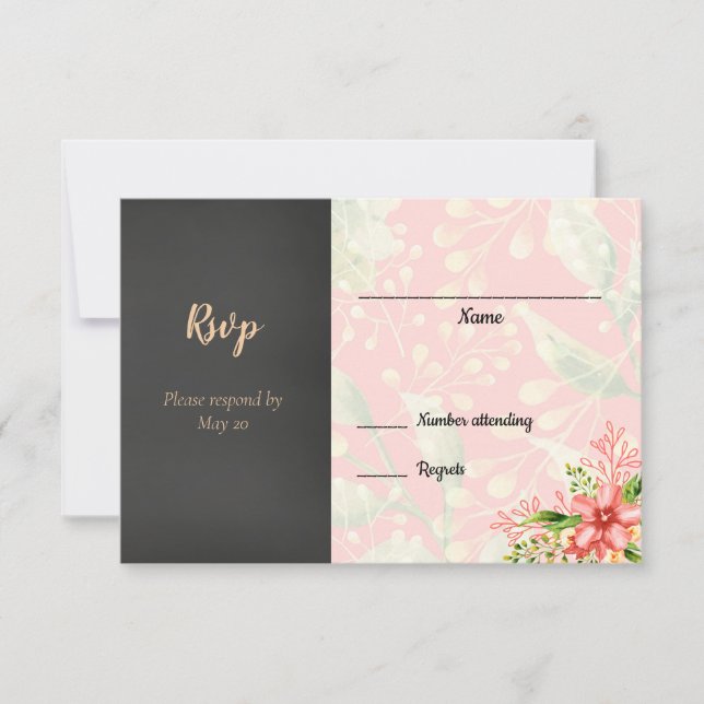 Coral Floral Wedding RSVP (Front)