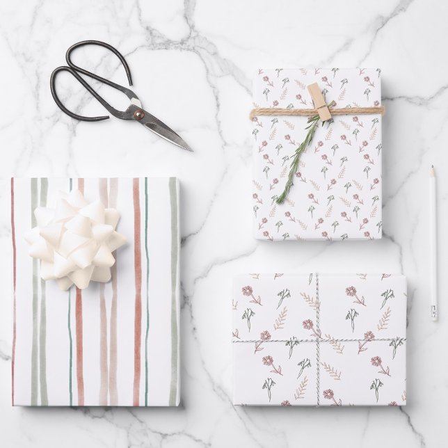 Coral Floral Wrapping Sheet | Set of 3 (Creator Uploaded)