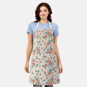 Coral Flower Garden Pattern Apron