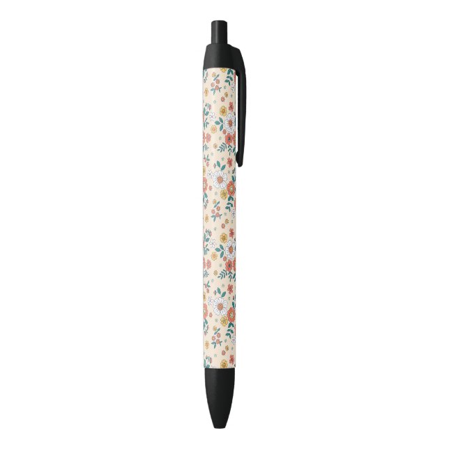 Coral Flower Garden Pattern Black Ink Pen (Bottom (Vertical))