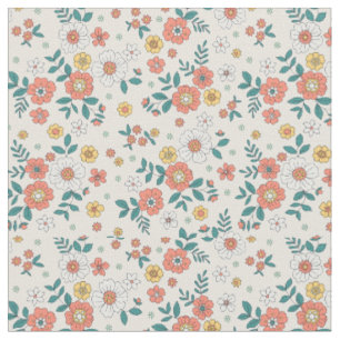 Coral Flower Garden Pattern Fabric