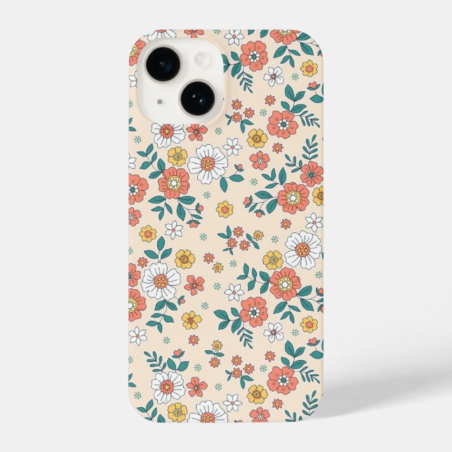 Coral Flower Garden Pattern iPhone Case (Back)