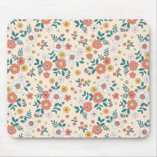 Coral Flower Garden Pattern Mouse Pad