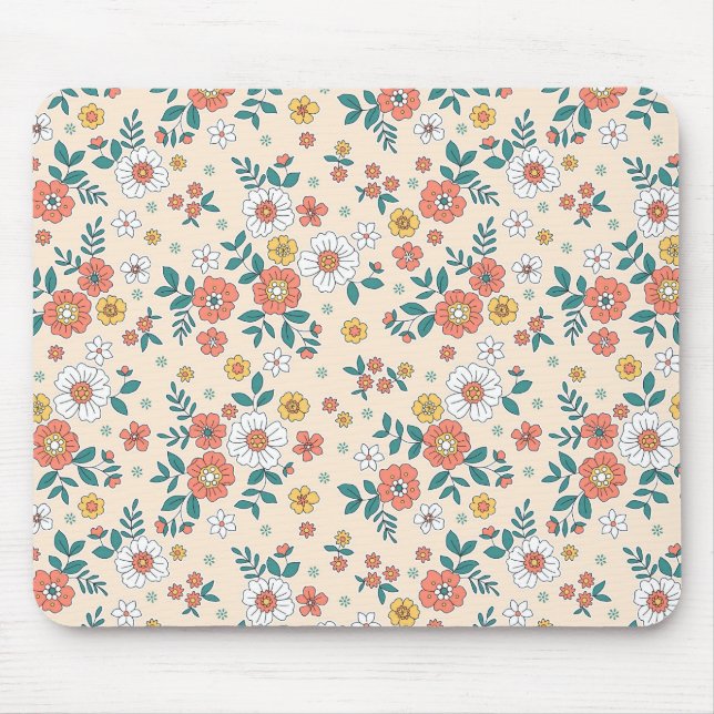 Coral Flower Garden Pattern Mouse Pad (Front)