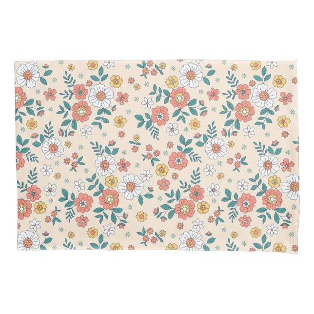 Coral Flower Garden Pattern Pillowcase (Front)