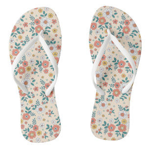 Coral Flower Garden Pattern Thongs