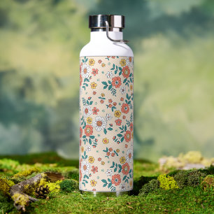 Coral Flower Garden Pattern Water Bottle